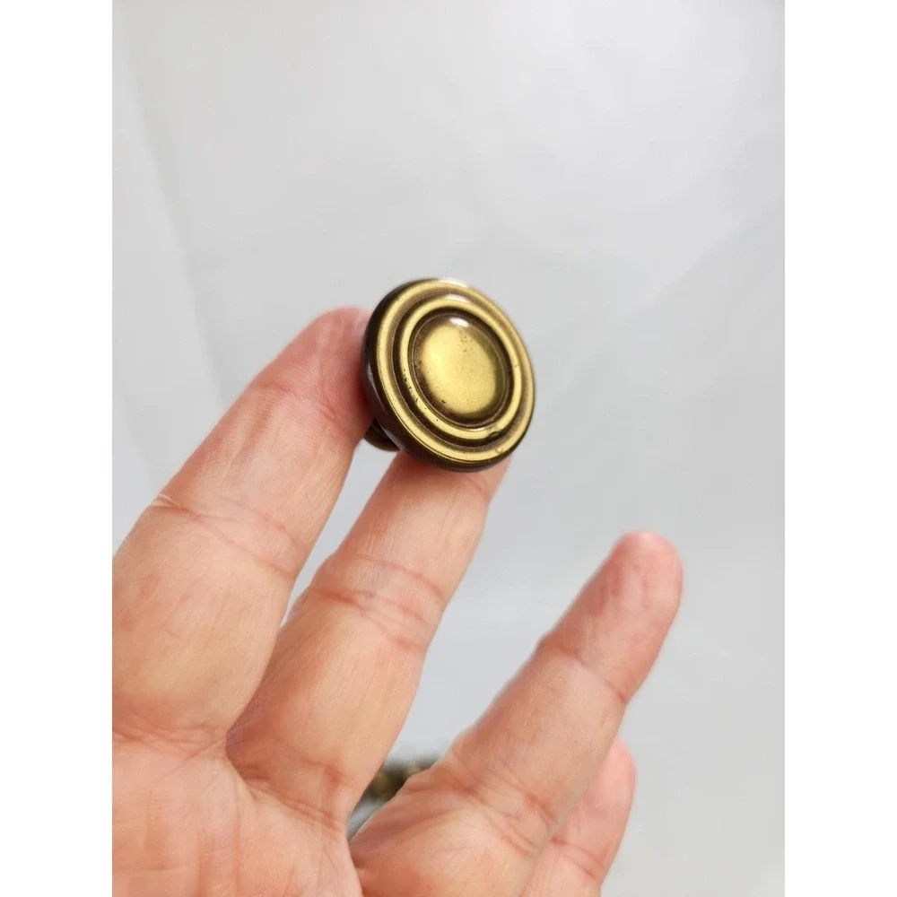 15 Vintage CABINET Knobs Pull Antique Brass Finish Drawer Round Handle
